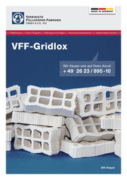 Eine abgebildete Broschüre von VFF zeigt mehrere VFF-Gridlox.